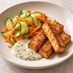 Sesame Tofu, Cucumber Ribbons and Ginger Dressing - Fresh Start 30: A Journey To Better Health Sesame Tofu, Cucumber Ribbons and Ginger Dressing